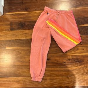 SUPER CUTE AND SOFT ROSE NEON AVIATOR NATION SWEATPANTS 5STRIPE